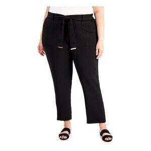 CALVIN KLEIN Womens Pocketed Belted Wear To Work Straight leg Pants